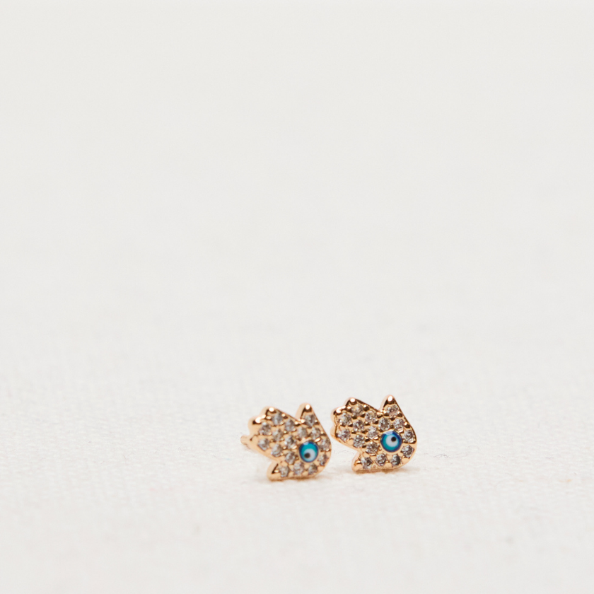 Gold Hamsa Stud Earrings Luna & Soul Australia