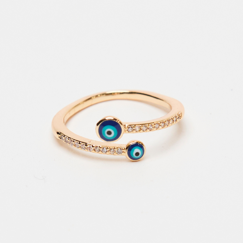 Evil Eye Adjustable Wrap Ring Gold Australia