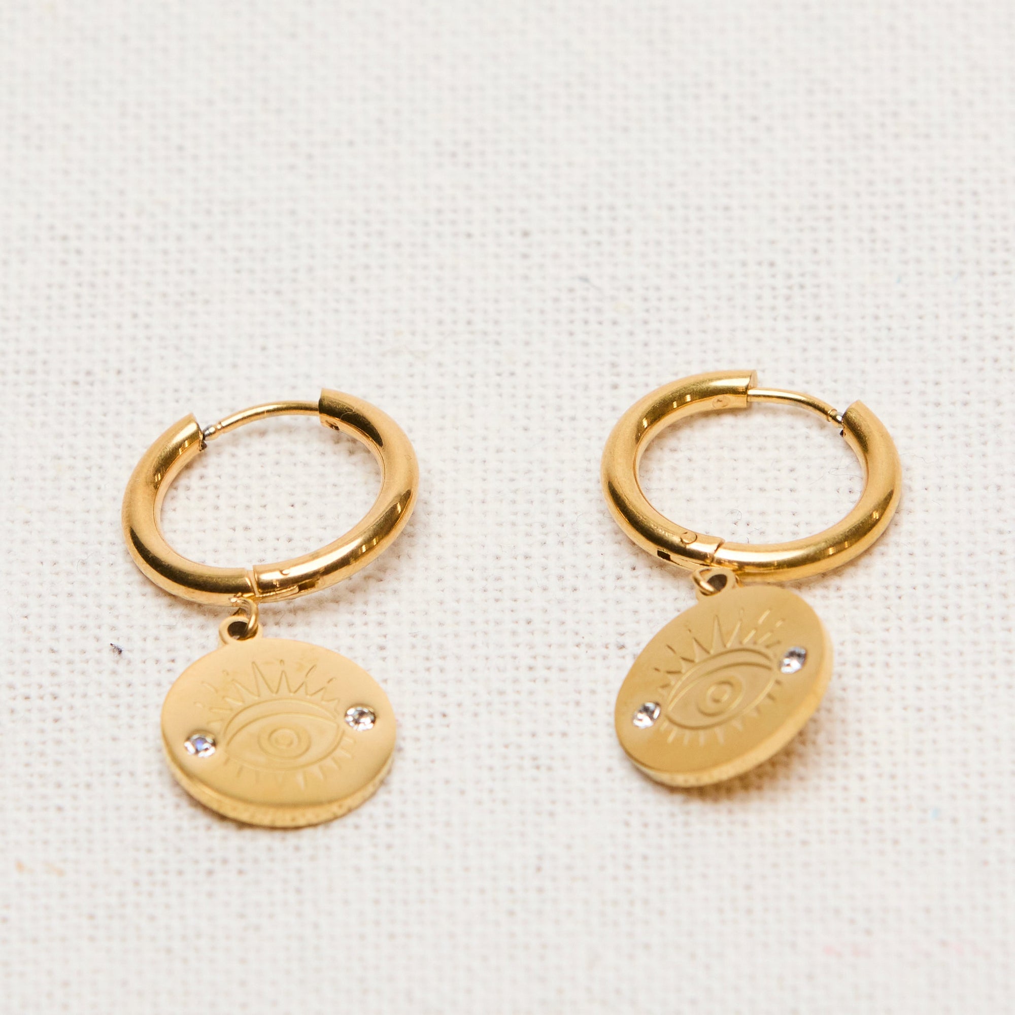 Gold Plated Evil Eye Drop Earrings Luna & Soul Australia