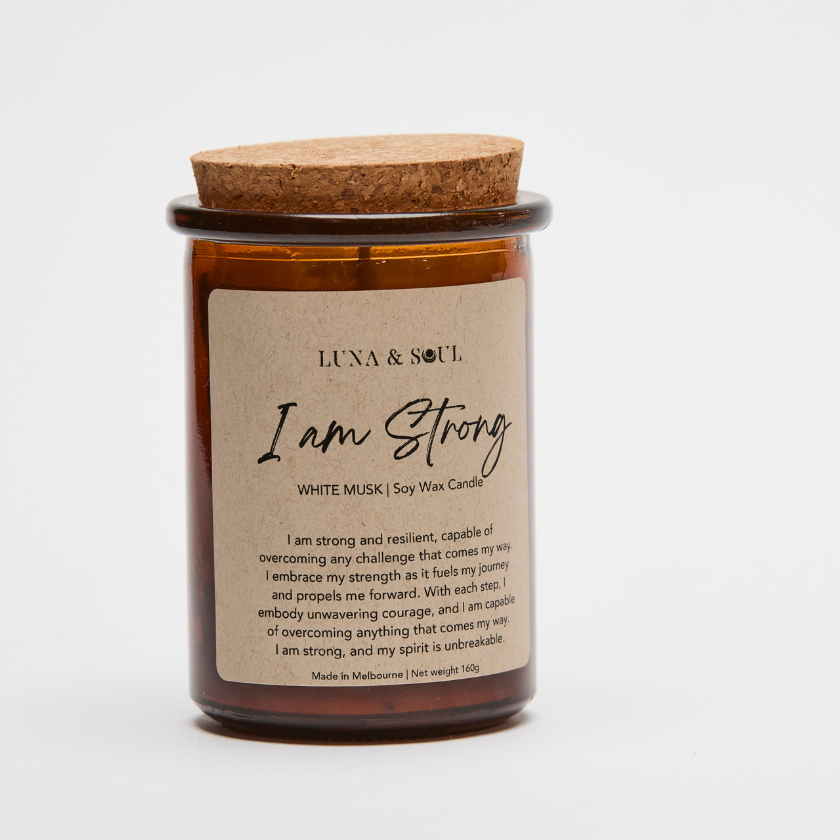 I am Strong Candle White Musk soy candle 