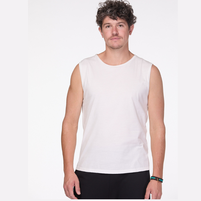 White Slim Fit Cotton Mens Tank Top Luna & Soul Australia