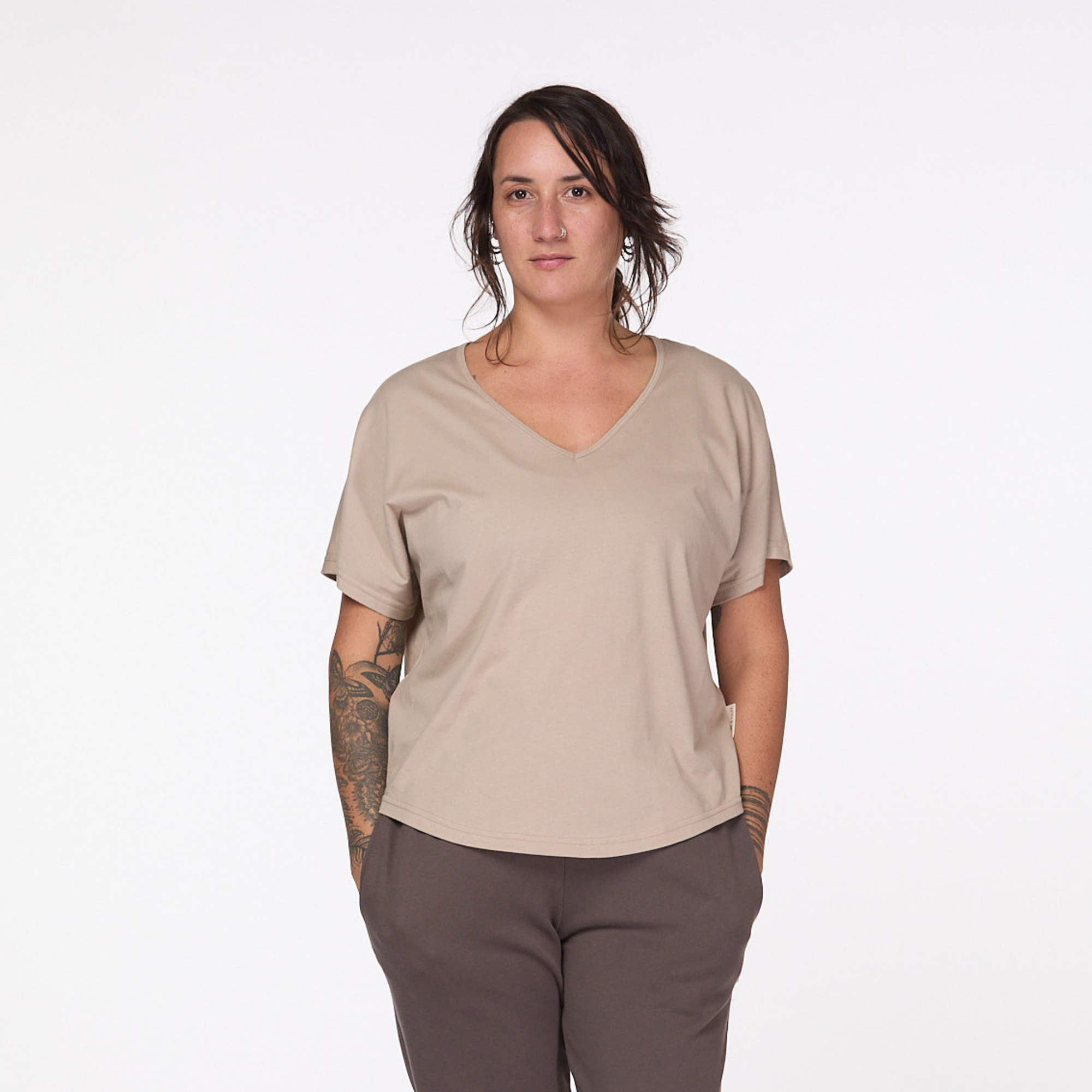 Slouchy Boxy V Neck cotton T-shirt 