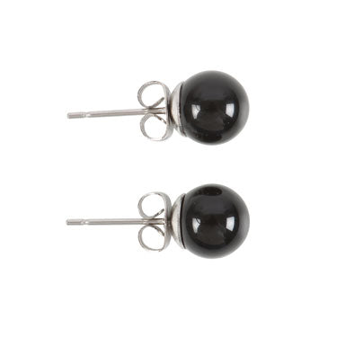 Black Agate Stud Earrings